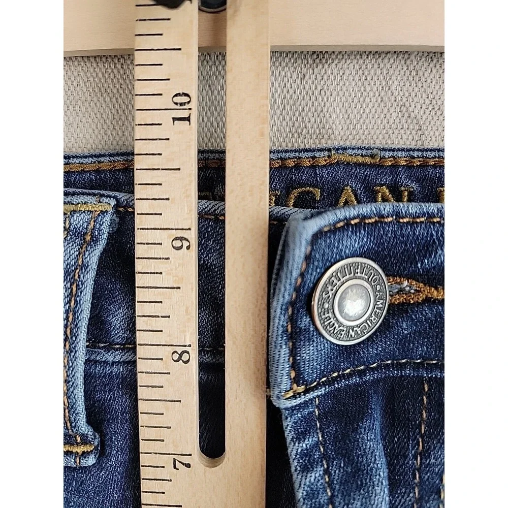 American Eagle Slim Straight Jeans Mens 28x32 Blue Stretch Whiskered Denim